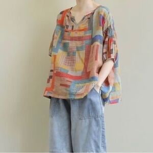 Colorful Boho Hippie Peasant Blouse💙🧡❤️💛